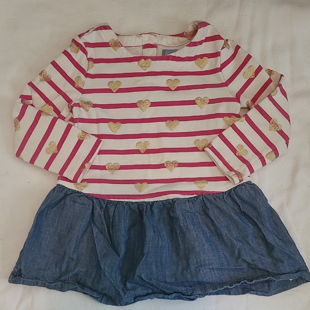 Striped Heart Long Sleeve Dress